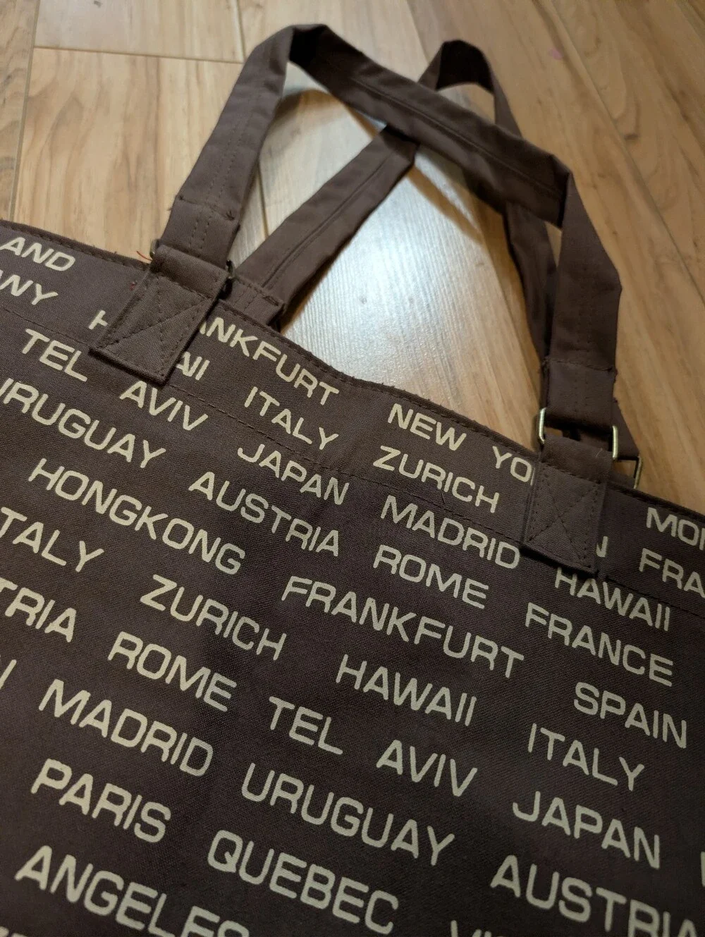 Vtg 1970s International Destinations Canvas Travel Tote Bag 